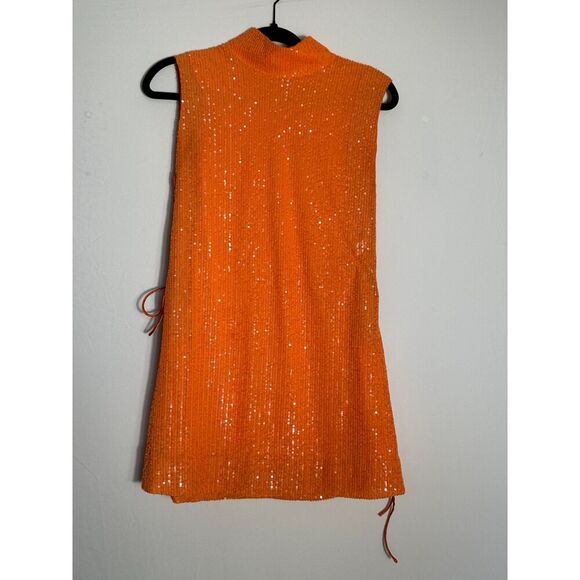 ROTATE BIRGER CHRISTENSEN Krew Lace-Up Sequined Mesh Mini Dress Size 4 - Picture 5 of 10
